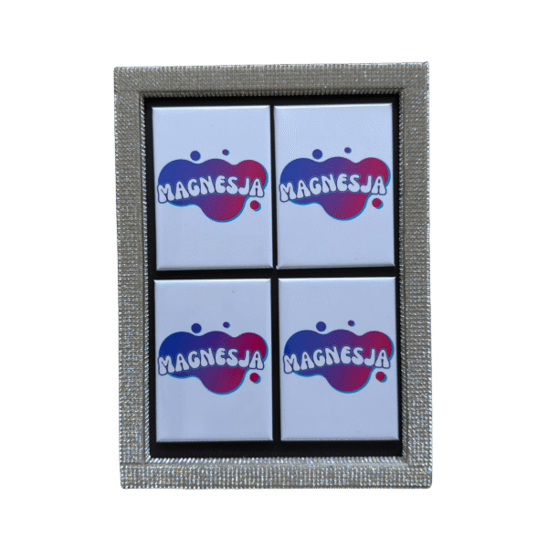 Mała ramka glamour srebrna + 4 magnesy