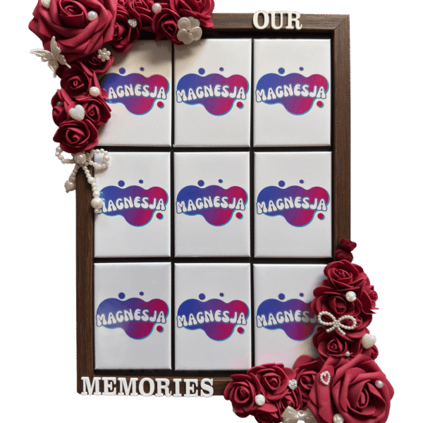 Duża ramka zdobiona romantyczna + 9 magnesów