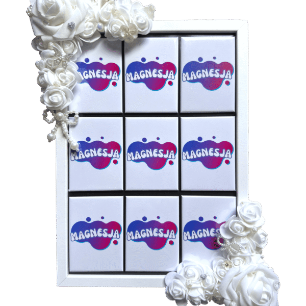 Duża ramka zdobiona ślubna + 9 magnesów